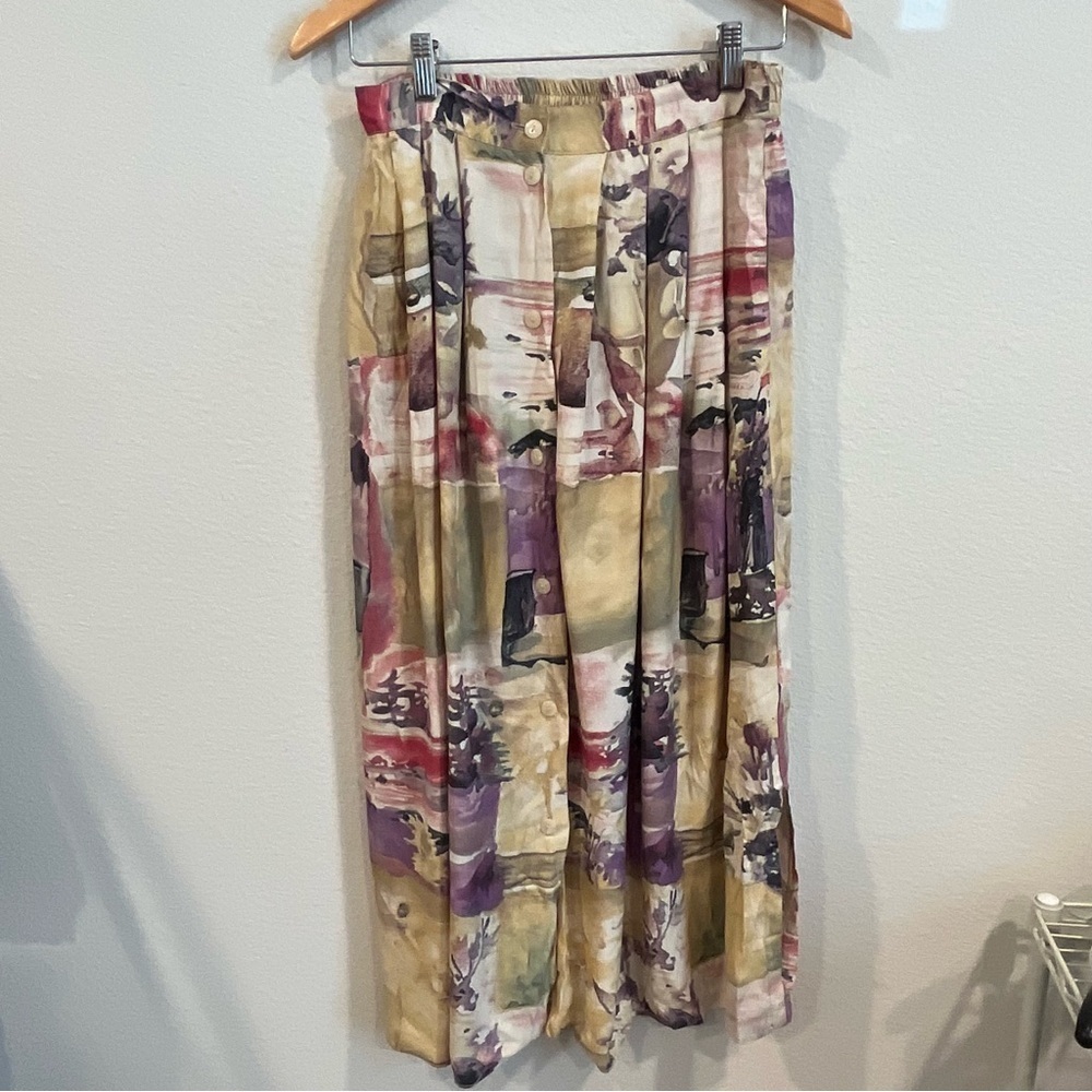 Script Vintage grandma core water color midi shirt button up size 10